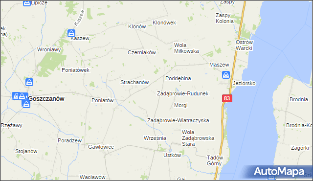 mapa Zadąbrowie-Rudunek, Zadąbrowie-Rudunek na mapie Targeo