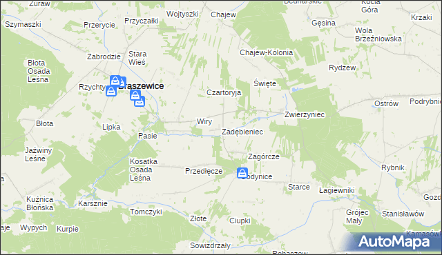 mapa Zadębieniec, Zadębieniec na mapie Targeo