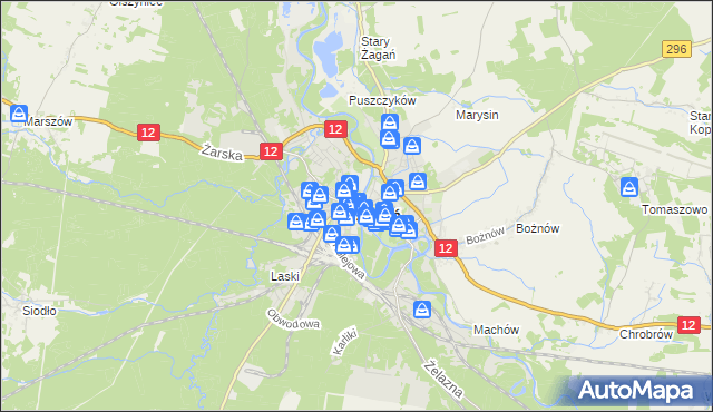 mapa Żagań, Żagań na mapie Targeo