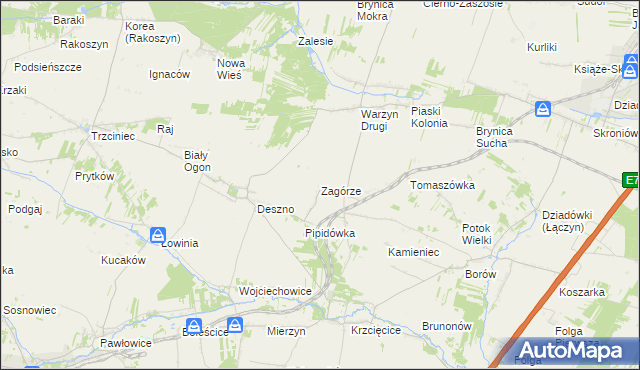 mapa Zagórze gmina Nagłowice, Zagórze gmina Nagłowice na mapie Targeo