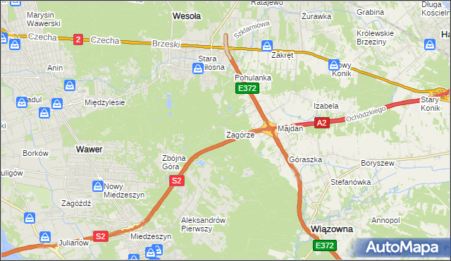 mapa Zagórze gmina Wiązowna, Zagórze gmina Wiązowna na mapie Targeo