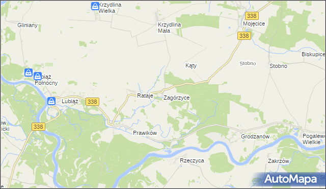 mapa Zagórzyce gmina Wołów, Zagórzyce gmina Wołów na mapie Targeo