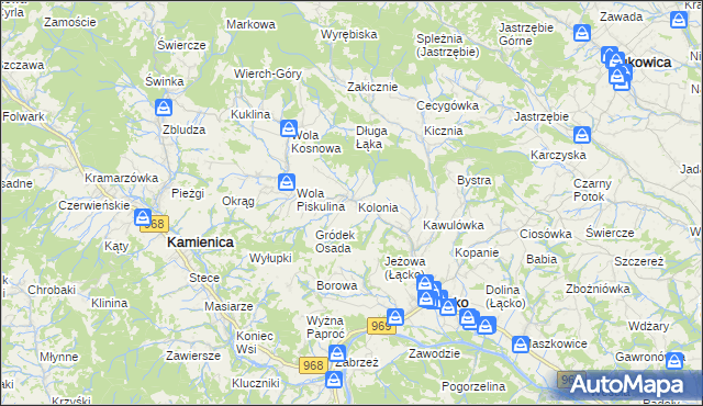 mapa Zagorzyn gmina Łącko, Zagorzyn gmina Łącko na mapie Targeo