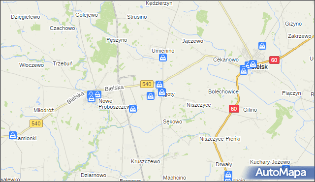 mapa Zągoty, Zągoty na mapie Targeo