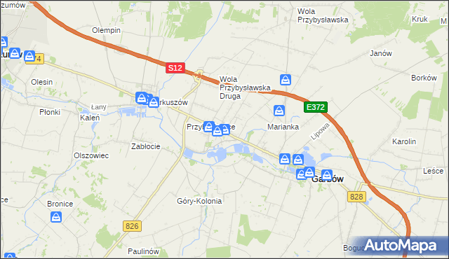 mapa Zagrody gmina Garbów, Zagrody gmina Garbów na mapie Targeo