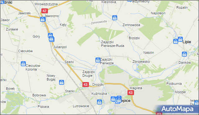 mapa Zajączki Pierwsze, Zajączki Pierwsze na mapie Targeo