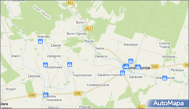 mapa Zakalinki, Zakalinki na mapie Targeo