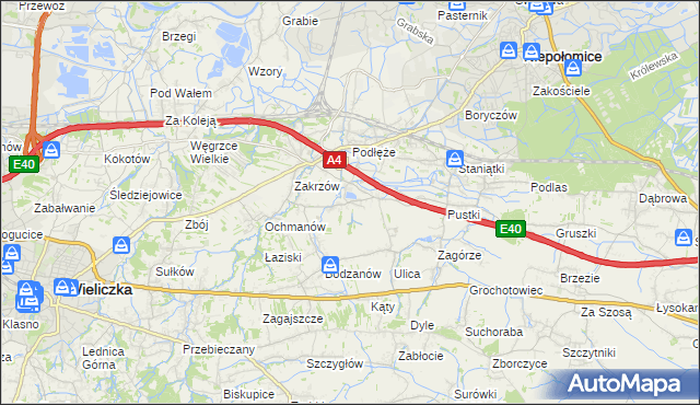 mapa Zakrzowiec, Zakrzowiec na mapie Targeo