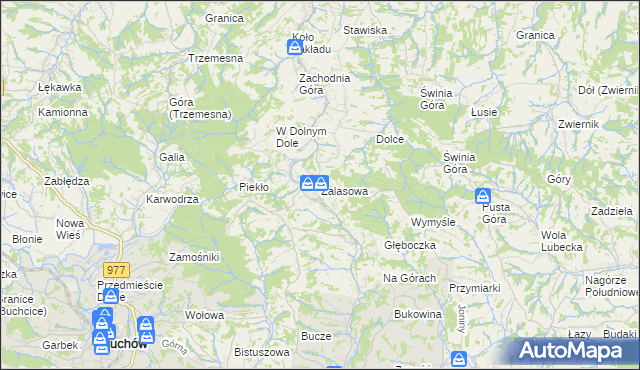 mapa Zalasowa, Zalasowa na mapie Targeo