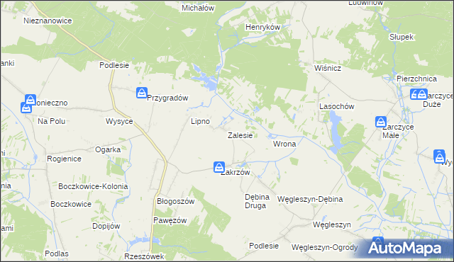 mapa Zalesie gmina Oksa, Zalesie gmina Oksa na mapie Targeo