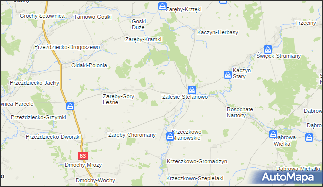 mapa Zalesie-Stefanowo, Zalesie-Stefanowo na mapie Targeo