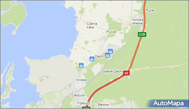 mapa Załom gmina Goleniów, Załom gmina Goleniów na mapie Targeo