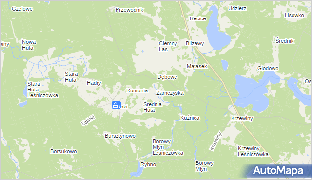 mapa Zamczyska, Zamczyska na mapie Targeo