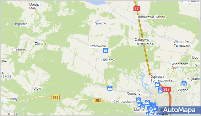 mapa Zamiany, Zamiany na mapie Targeo