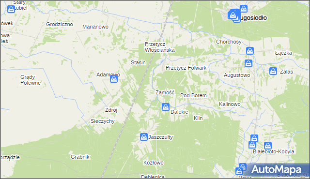 mapa Zamość gmina Długosiodło, Zamość gmina Długosiodło na mapie Targeo