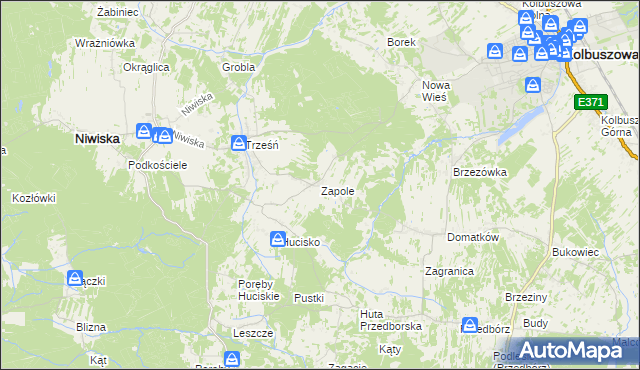 mapa Zapole gmina Niwiska, Zapole gmina Niwiska na mapie Targeo