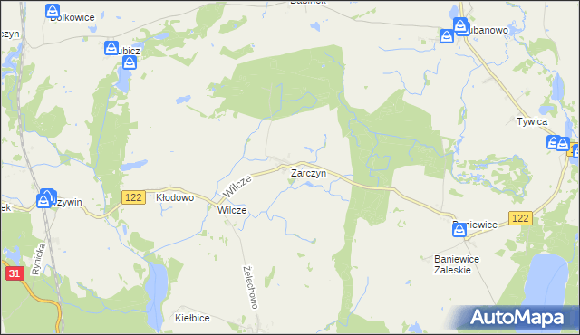 mapa Żarczyn gmina Widuchowa, Żarczyn gmina Widuchowa na mapie Targeo