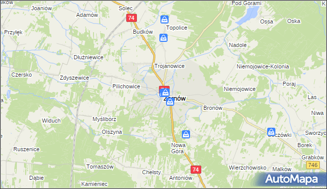 mapa Żarnów powiat opoczyński, Żarnów powiat opoczyński na mapie Targeo