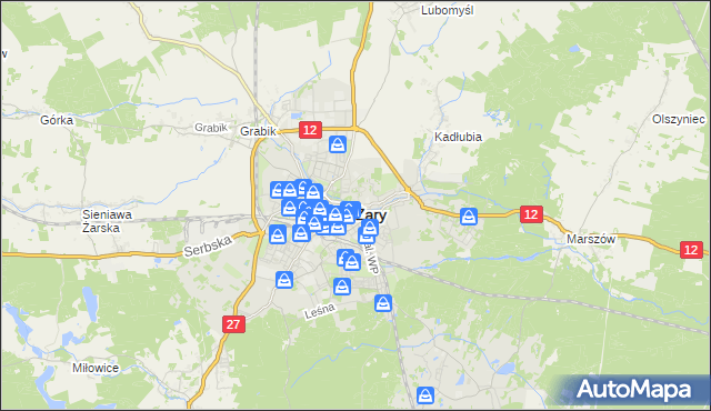 mapa Żary, Żary na mapie Targeo