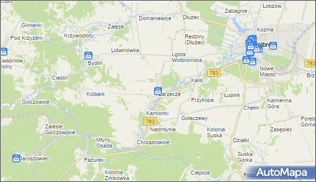 mapa Zarzecze gmina Wolbrom, Zarzecze gmina Wolbrom na mapie Targeo