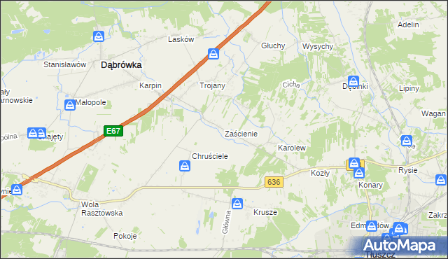 mapa Zaścienie, Zaścienie na mapie Targeo