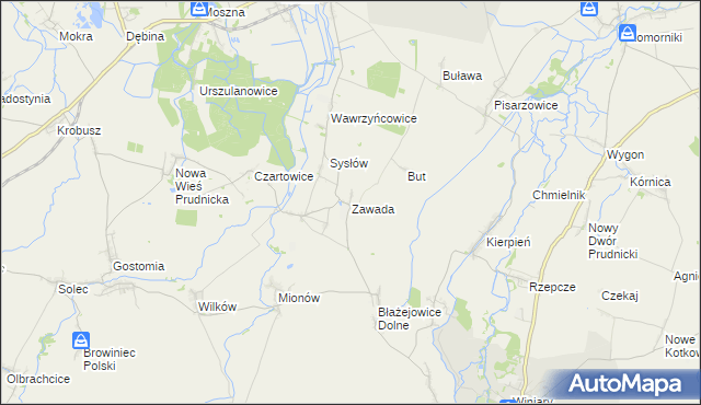 mapa Zawada gmina Głogówek, Zawada gmina Głogówek na mapie Targeo