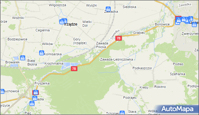mapa Zawada-Leśniczówka, Zawada-Leśniczówka na mapie Targeo