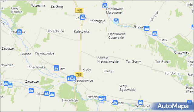 mapa Zawale Niegosławskie, Zawale Niegosławskie na mapie Targeo