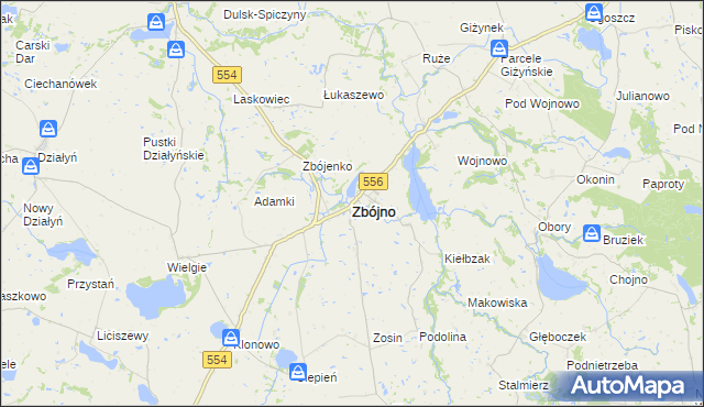 mapa Zbójno powiat golubsko-dobrzyński, Zbójno powiat golubsko-dobrzyński na mapie Targeo