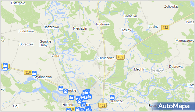 mapa Zbrudzewo, Zbrudzewo na mapie Targeo