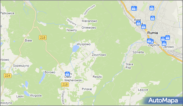 mapa Zbychowo, Zbychowo na mapie Targeo