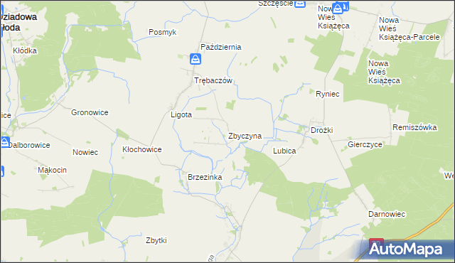 mapa Zbyczyna, Zbyczyna na mapie Targeo