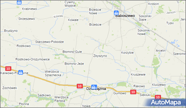 mapa Zbyszyno, Zbyszyno na mapie Targeo