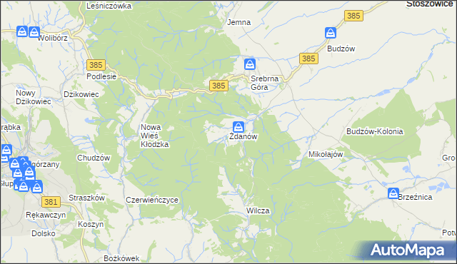mapa Żdanów gmina Stoszowice, Żdanów gmina Stoszowice na mapie Targeo