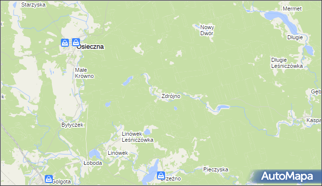 mapa Zdrójno gmina Osieczna, Zdrójno gmina Osieczna na mapie Targeo