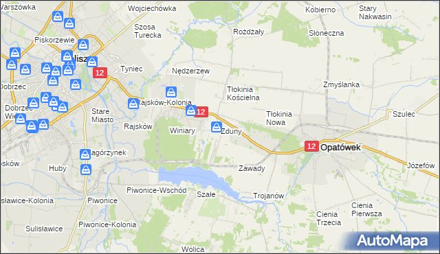 mapa Zduny gmina Opatówek, Zduny gmina Opatówek na mapie Targeo