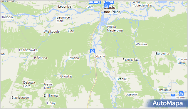 mapa Żdżarki gmina Nowe Miasto nad Pilicą, Żdżarki gmina Nowe Miasto nad Pilicą na mapie Targeo