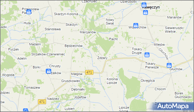 mapa Żdżary gmina Kawęczyn, Żdżary gmina Kawęczyn na mapie Targeo