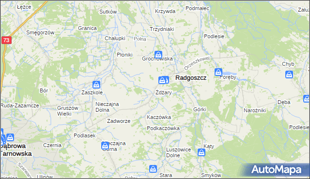 mapa Żdżary gmina Radgoszcz, Żdżary gmina Radgoszcz na mapie Targeo