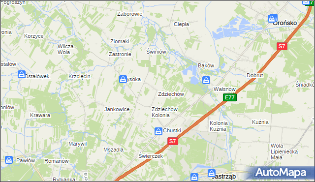 mapa Zdziechów gmina Szydłowiec, Zdziechów gmina Szydłowiec na mapie Targeo