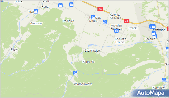 mapa Zdzisławice gmina Dzwola, Zdzisławice gmina Dzwola na mapie Targeo