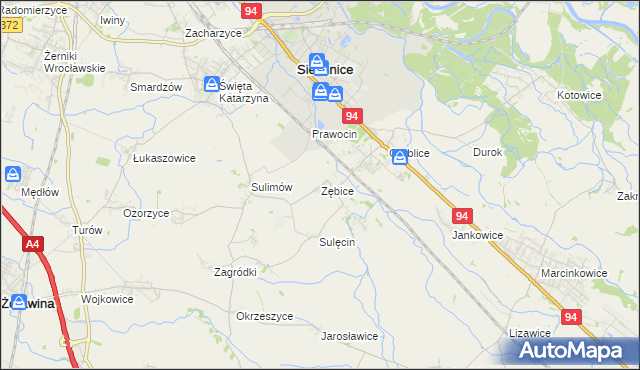 mapa Zębice, Zębice na mapie Targeo