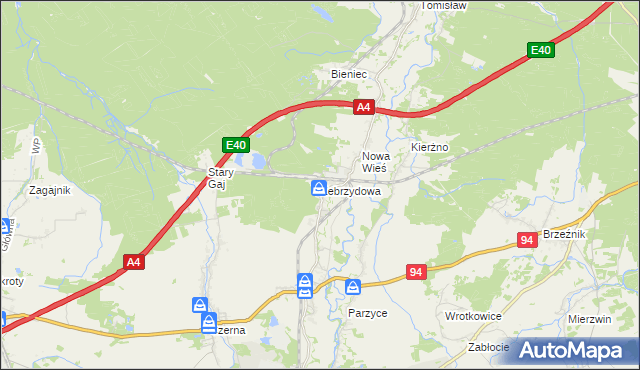 mapa Zebrzydowa, Zebrzydowa na mapie Targeo