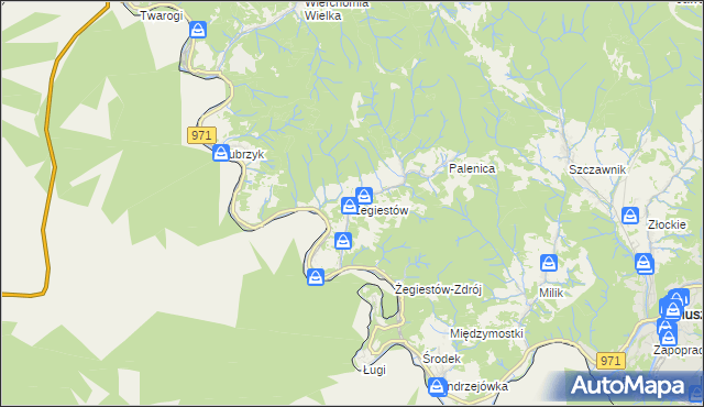 mapa Żegiestów, Żegiestów na mapie Targeo