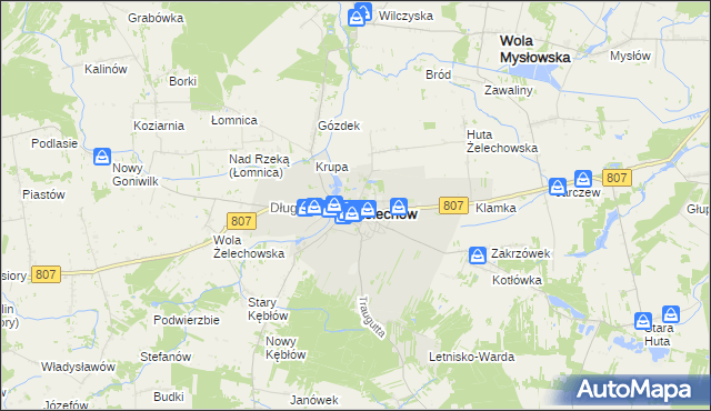 mapa Żelechów powiat garwoliński, Żelechów powiat garwoliński na mapie Targeo