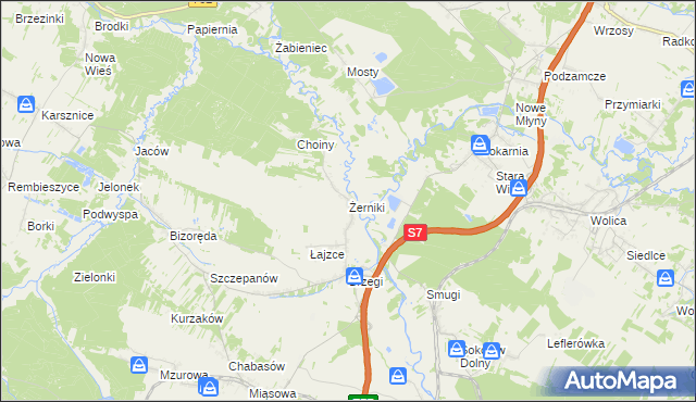 mapa Żerniki gmina Sobków, Żerniki gmina Sobków na mapie Targeo