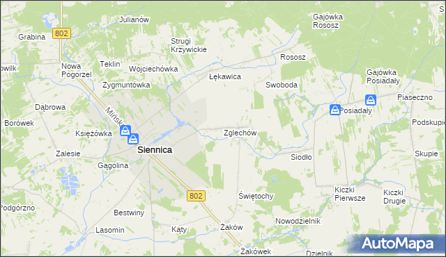 mapa Zglechów, Zglechów na mapie Targeo