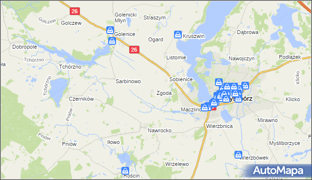 mapa Zgoda gmina Myślibórz, Zgoda gmina Myślibórz na mapie Targeo