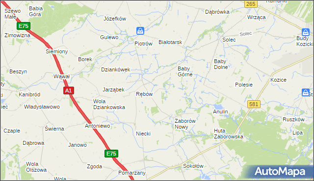 mapa Zieleniec gmina Gostynin, Zieleniec gmina Gostynin na mapie Targeo