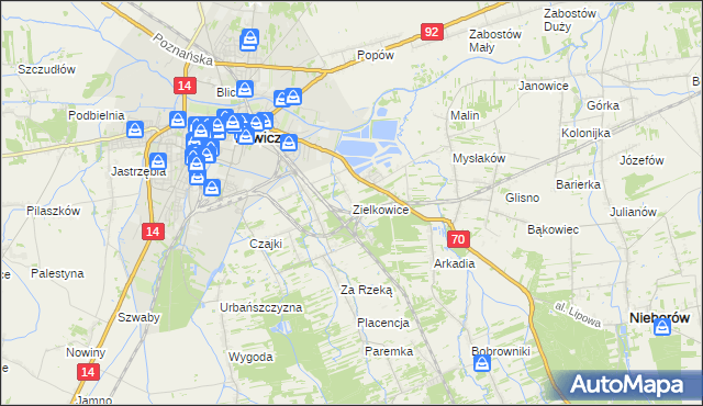 mapa Zielkowice, Zielkowice na mapie Targeo